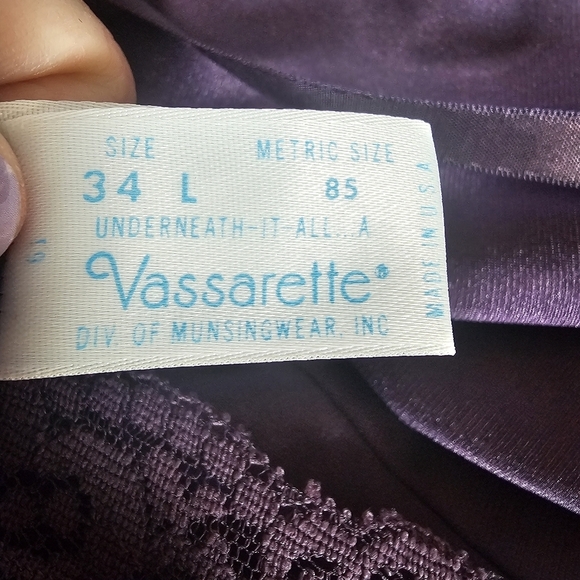 Vtg Vassarette Purple Slip Dress Lace Trim Womens 34 L Y2K - Picture 8 of 9